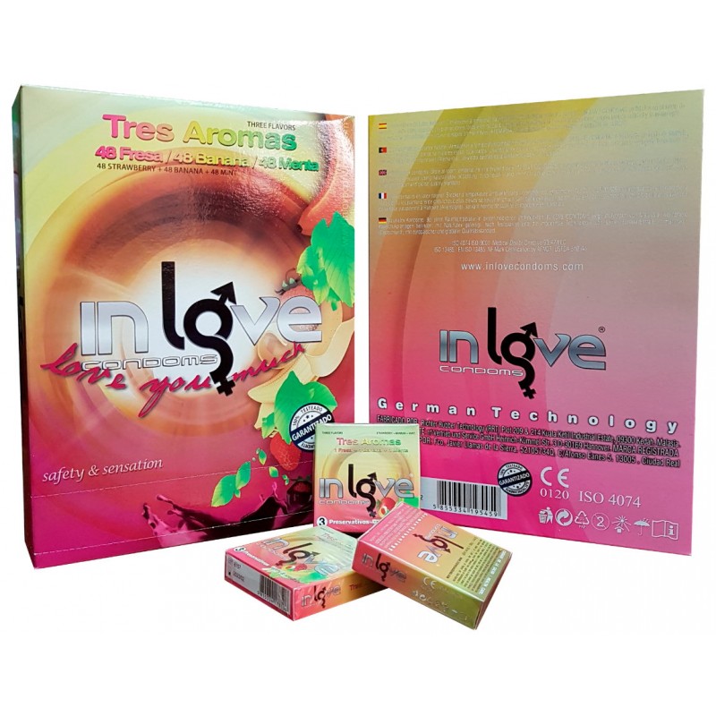 Preservativos In Love 3 Aromas 144x48x3 Caja Expendedora