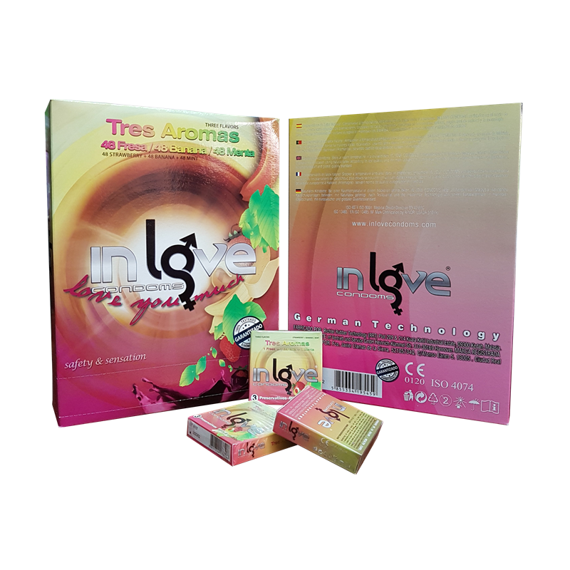 In Love Condoms 3 Aromas Gruesa Expendedora De 144x48x3