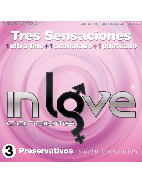 Preservativos In Love Condoms 144x48x3 Gruesa Expendedora 3 Sensaciones