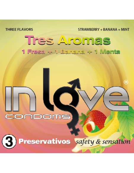 2x1 - Preservativos In Love Condoms 144x48x3 Gruesa Expendedora 3 Aromas